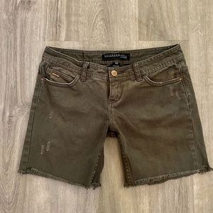 BILLABONG Raw Hem Mid Thigh Moss Green Denim Short